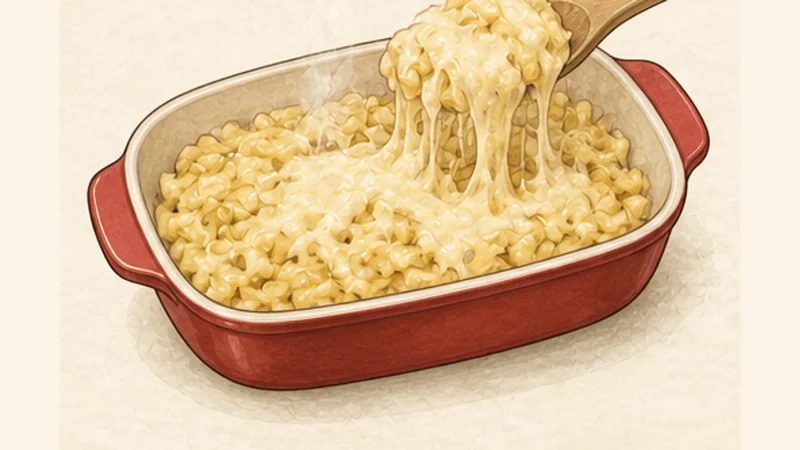 Käsespätzle, step 8: Melt and bind.