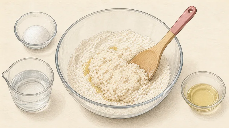 Chicken kalguksu, step 1: Hydrate the noodle dough.