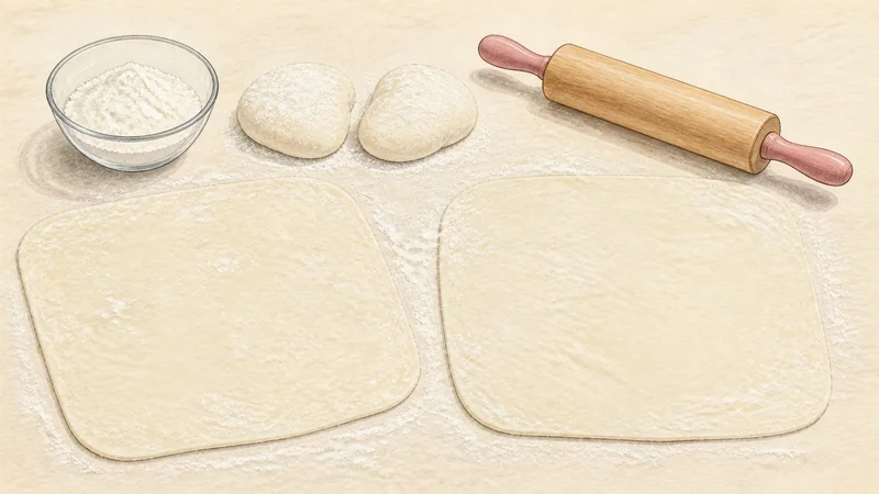 Chicken kalguksu, step 8: Roll the rested dough thin.