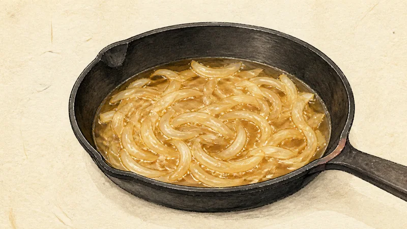 Katsudon (pork cutlet rice bowl), step 6: Simmer the onion broth.
