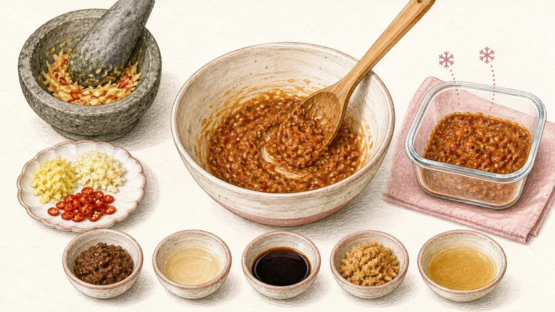 Thai Khao Man Gai, step 5: Make the fermented soybean sauce.
