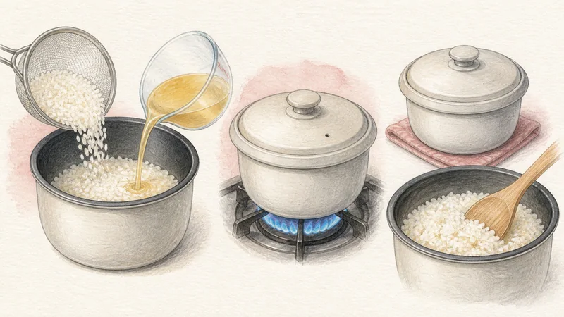 Thai Khao Man Gai, step 8: Cook the chicken-fat rice.