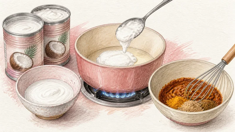 Chiang Mai Chicken Khao Soi, step 2: Separate coconut cream.