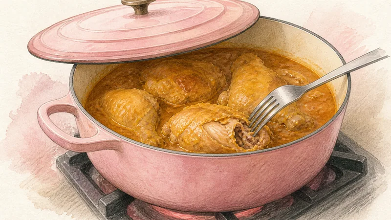 Chiang Mai Chicken Khao Soi, step 6: Braise until chicken is tender.