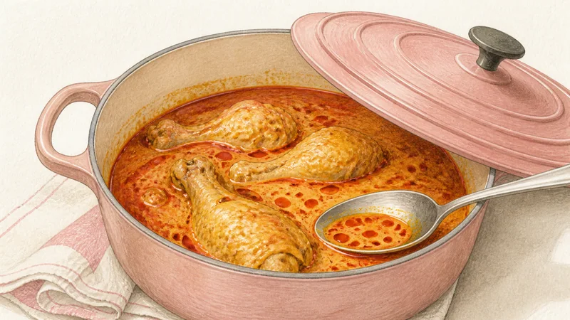 Chiang Mai Chicken Khao Soi, step 7: Rest chicken in the curry.