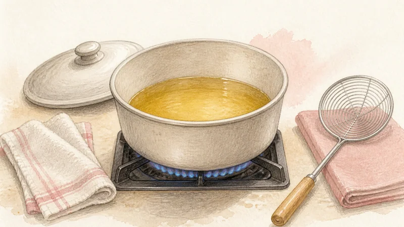 Chiang Mai Chicken Khao Soi, step 9: Heat frying oil safely.