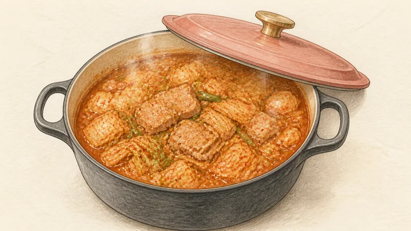 Pork kimchi jjigae, step 5: Simmer until pork is tender.