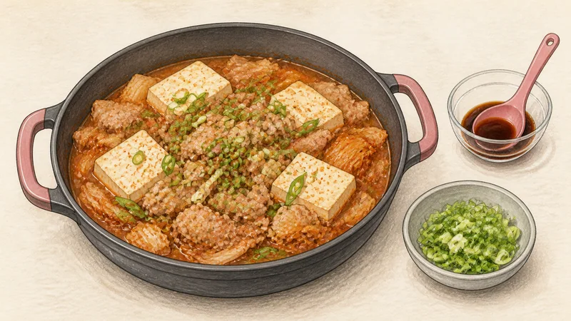 Pork kimchi jjigae, step 7: Adjust once and finish.