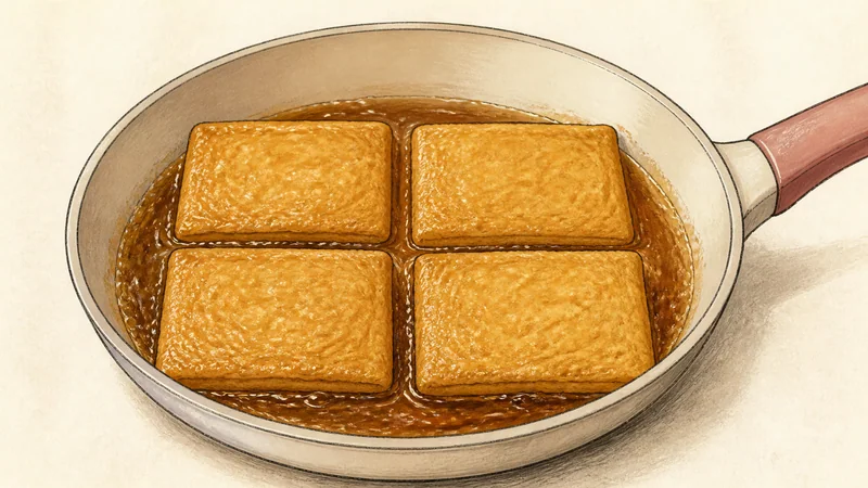 Kitsune udon with seasoned tofu pouches, step 2: Simmer the sweet tofu.