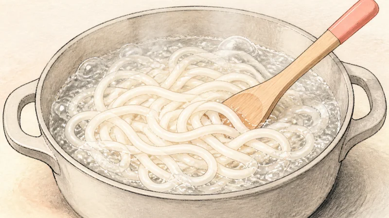 Kitsune udon with seasoned tofu pouches, step 4: Heat the udon separately.