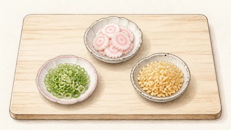 Kitsune udon with seasoned tofu pouches, step 5: Slice the toppings.
