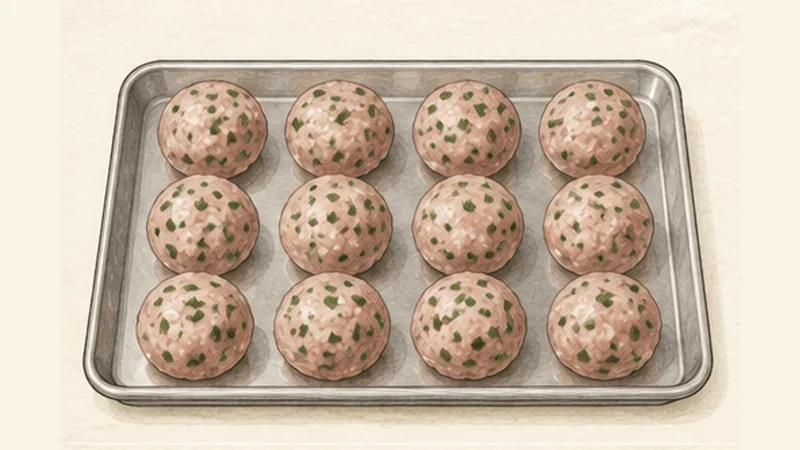 Königsberger Klopse, step 3: Mix and shape the meatballs.