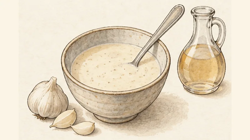 Egyptian Koshari, step 3: Make the garlic-vinegar sauce.
