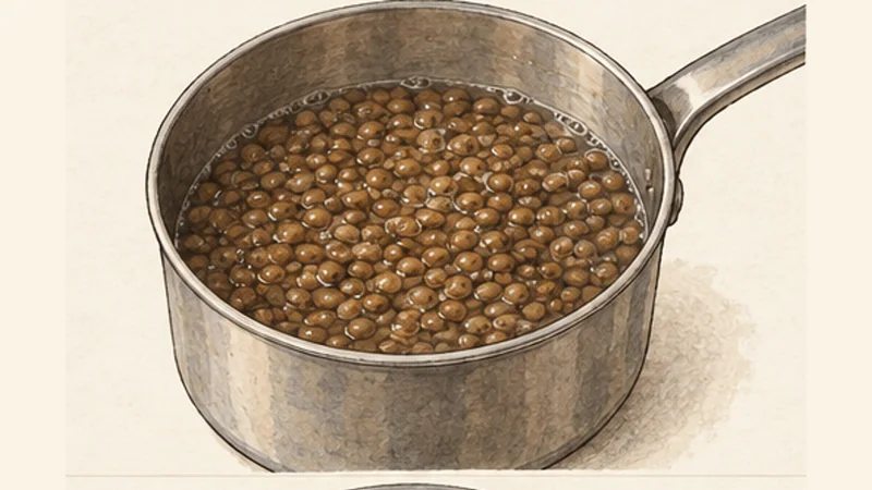 Egyptian Koshari, step 4: Par-cook the lentils.