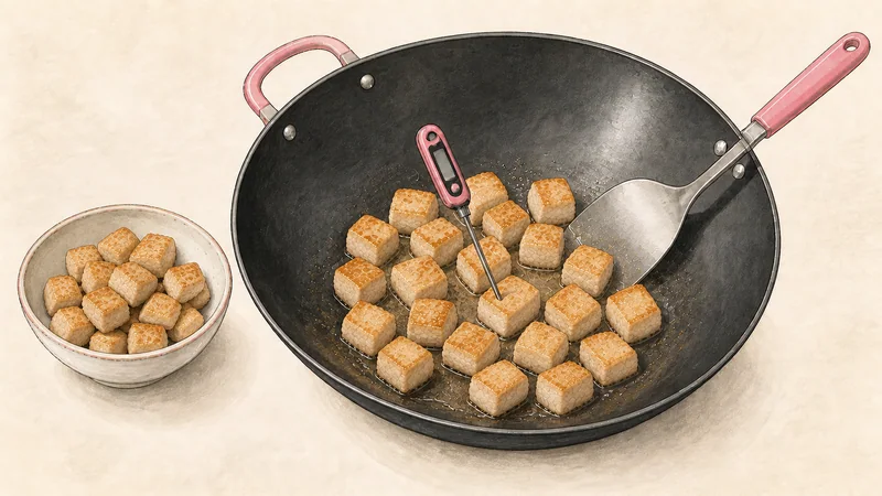Kung Pao chicken, step 4: Sear in two batches.