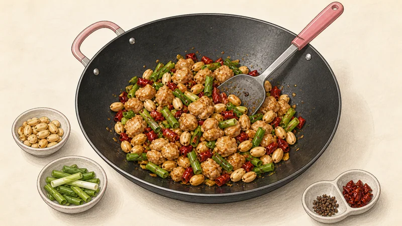Kung Pao chicken, step 9: Add the crisp finish.