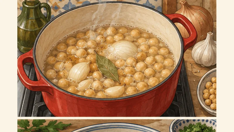 Tunisian Lablabi Chickpea Soup, step 1: Cook the chickpeas.