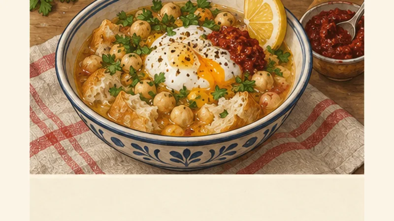 Tunisian Lablabi Chickpea Soup, step 5: Finish with lemon, harissa and oil.