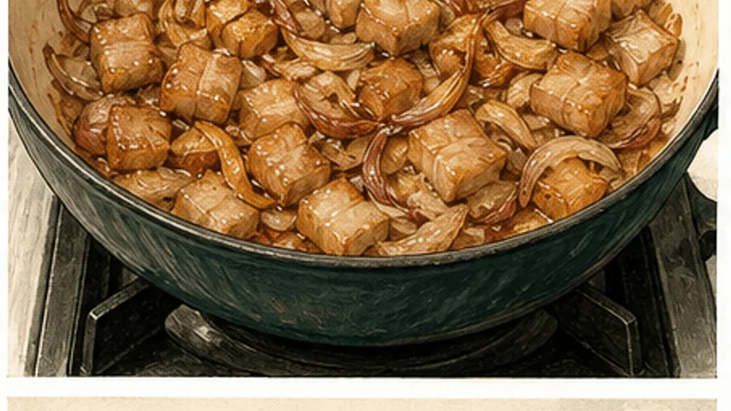 Lu Rou Fan, step 2: Render and brown pork.