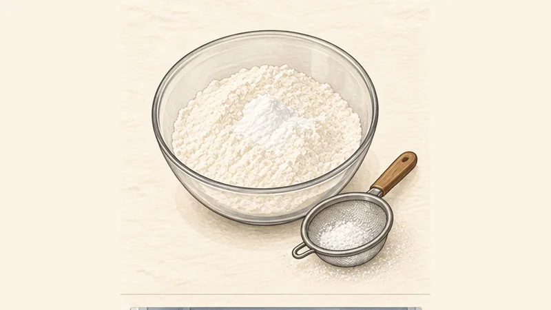 Madeleines, step 1: Sift the dry ingredients.