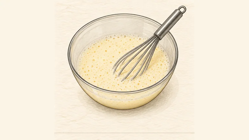 Madeleines, step 2: Whisk eggs and sugar.