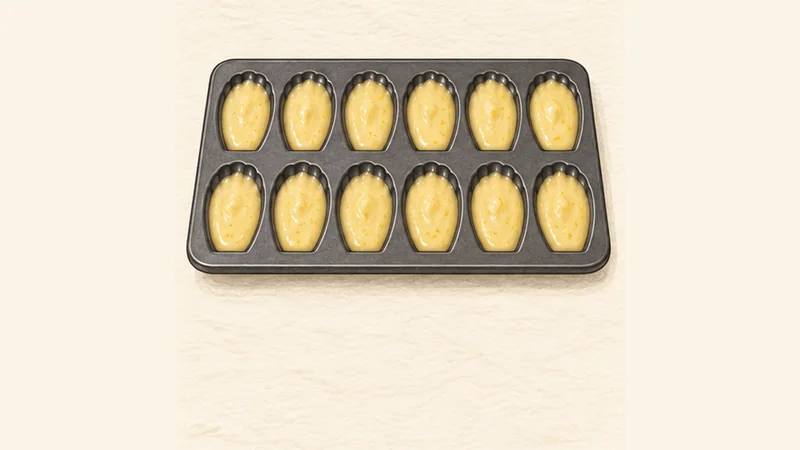 Madeleines, step 5: Fill the shell pan.