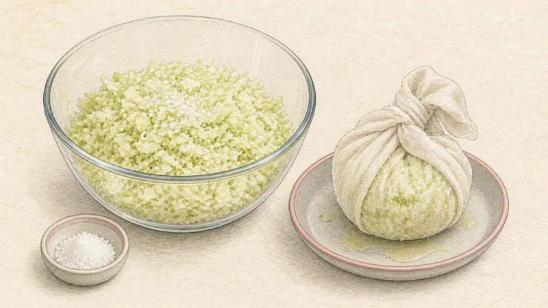 Steamed pork mandu, step 1: Salt and drain the cabbage.