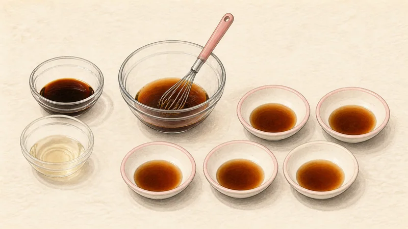 Steamed pork mandu, step 13: Mix individual dipping sauce.