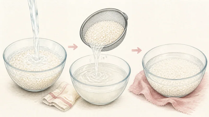 Mango Sticky Rice, step 1: Soak the glutinous rice.
