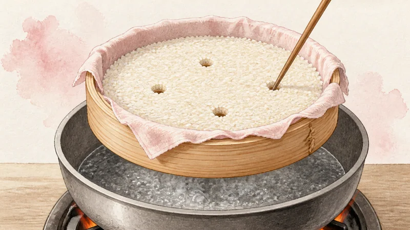 Mango Sticky Rice, step 2: Prepare the steamer bed.