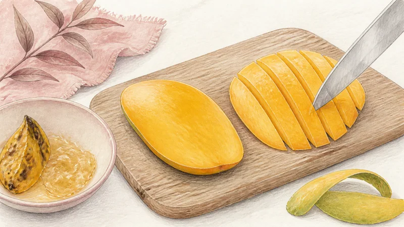 Mango Sticky Rice, step 7: Cut mango at the last moment.
