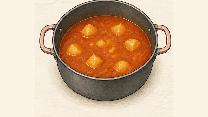 Marmitako, step 4: Blend in the roasted red pepper.