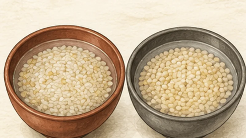 Masala Dosa, step 1: Soak rice and dal separately.