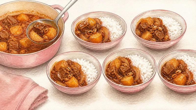 Beef Massaman Curry, step 10: Serve equal portions.