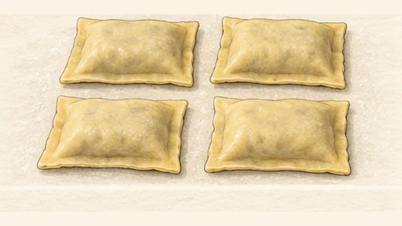 Swabian Maultaschen, step 9: Fold, seal and cut.