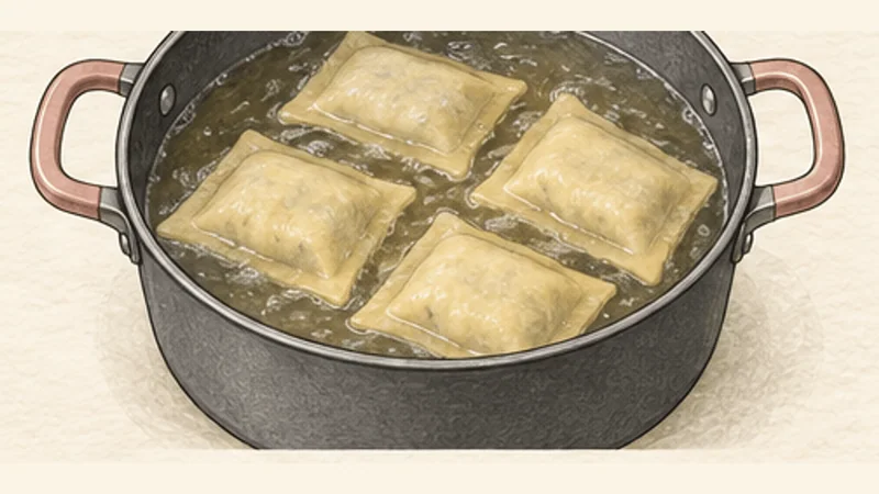 Swabian Maultaschen, step 10: Simmer in batches.