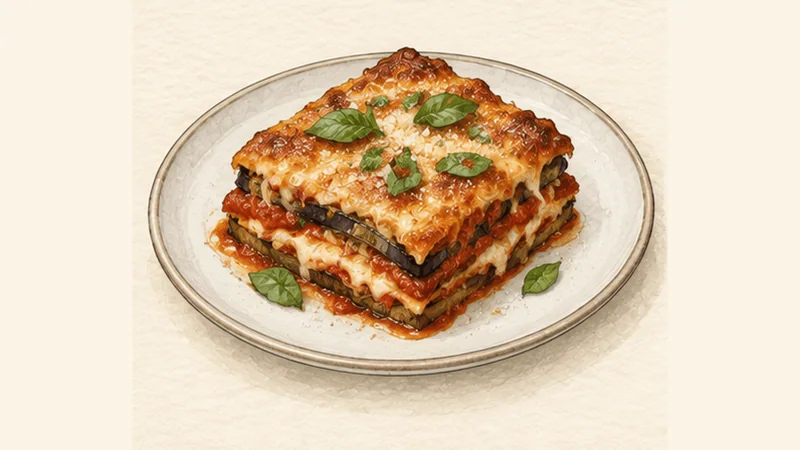 Parmigiana di Melanzane, step 5: Bake and rest.