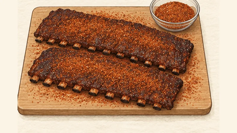 Memphis-Style Dry-Rub Ribs, step 8: Finish with fresh dry rub.