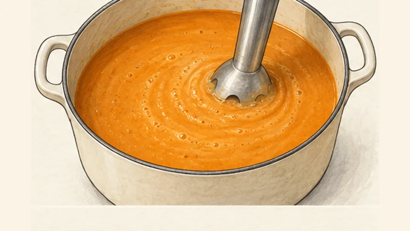 Turkish Red Lentil Soup (Mercimek Çorbası), step 5: Blend until velvety.
