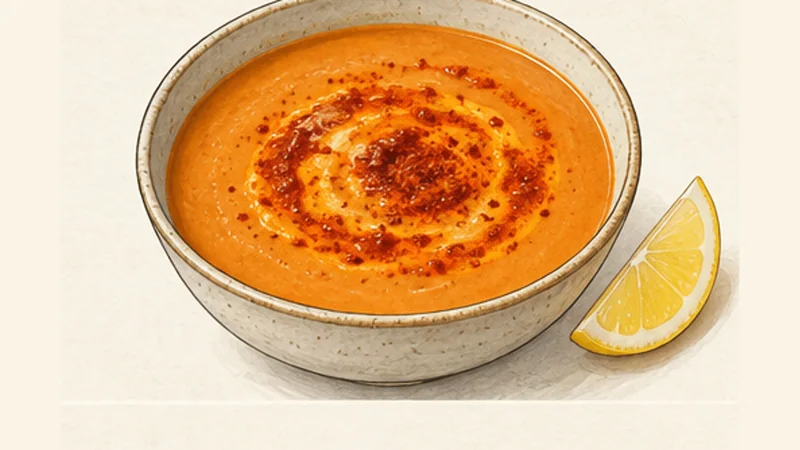 Turkish Red Lentil Soup (Mercimek Çorbası), step 6: Make paprika butter and serve.