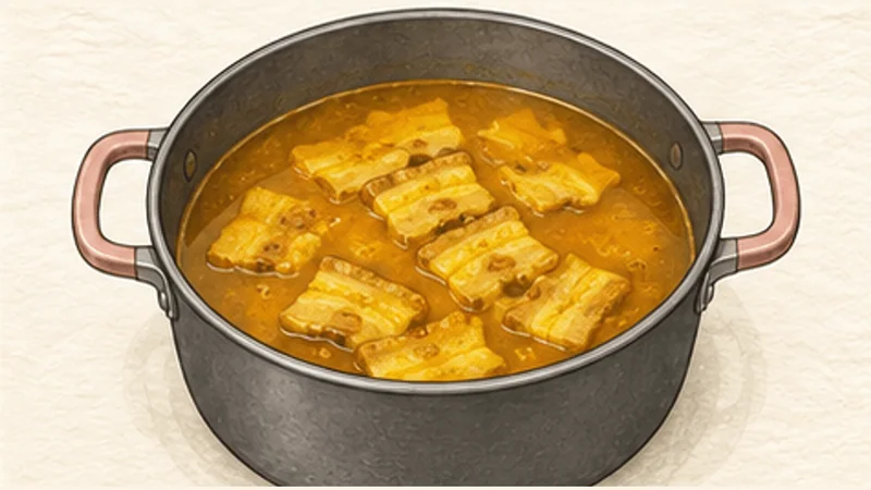 Mì Quảng — Turmeric Noodles with Pork and Shrimp, step 5: Finish the concentrated pork broth.