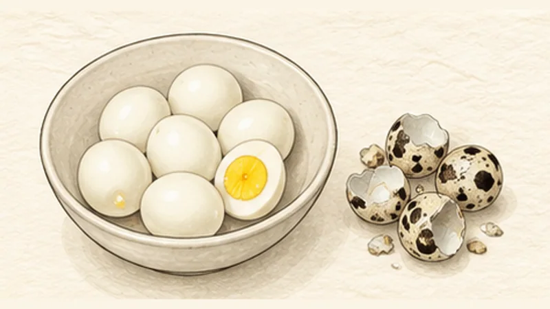Mì Quảng — Turmeric Noodles with Pork and Shrimp, step 7: Boil and peel the quail eggs.