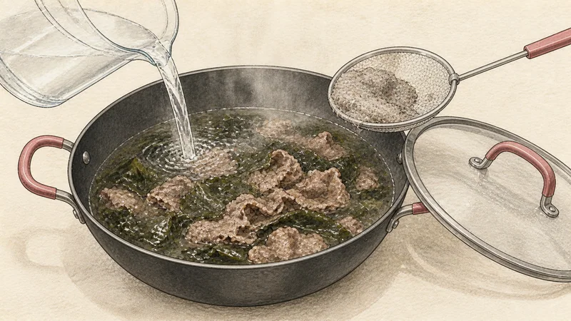 Beef miyeok-guk, step 4: Build the clear broth.