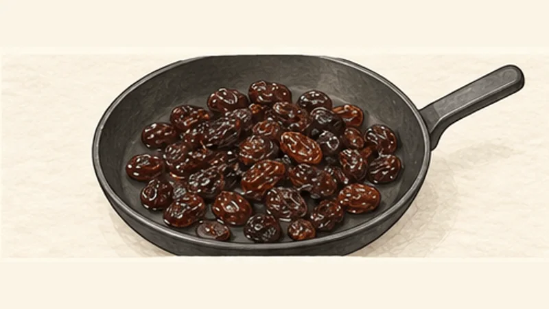 Mole Poblano, step 6: Plump the raisins.