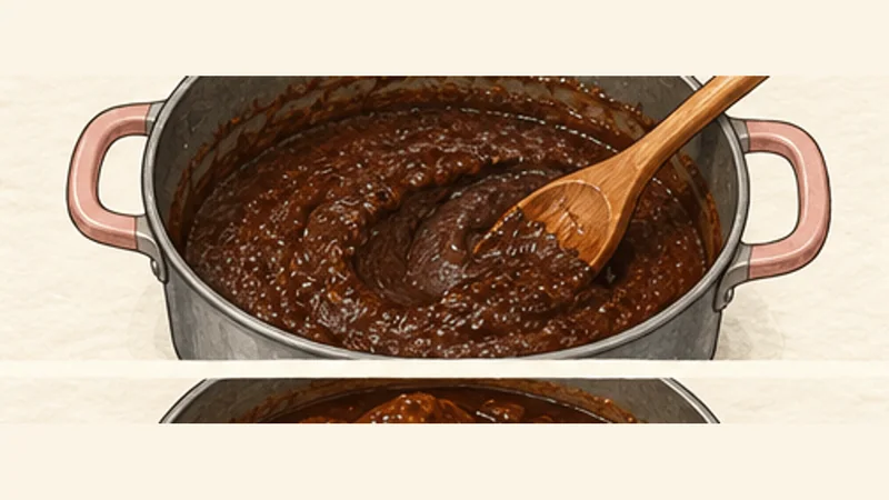 Mole Poblano, step 11: Fry the mole puree.