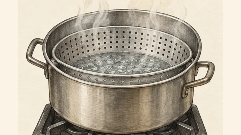Montréal Smoked Meat Sandwich, step 1: Set up gentle steam.