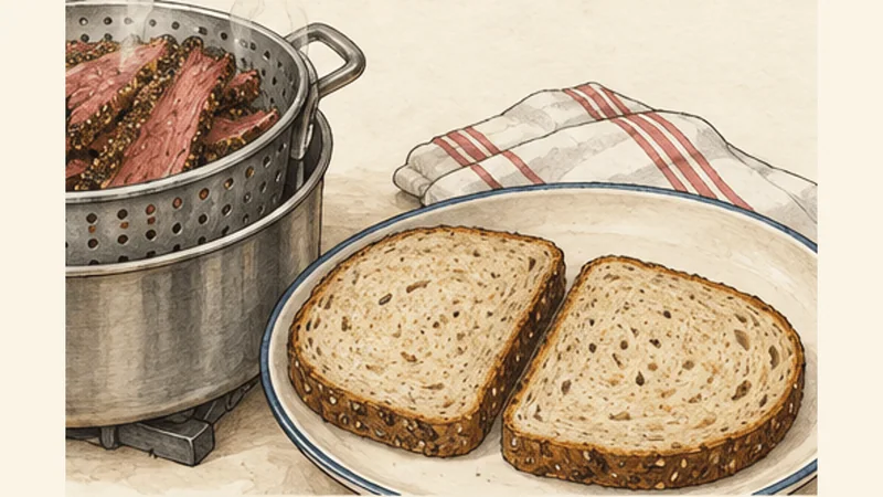 Montréal Smoked Meat Sandwich, step 3: Warm the bread.
