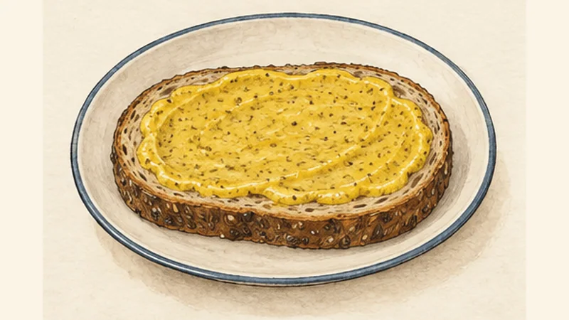 Montréal Smoked Meat Sandwich, step 4: Spread mustard.