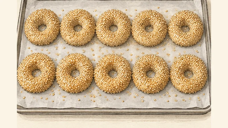 Montréal-Style Sesame Bagels, step 7: Coat with sesame.