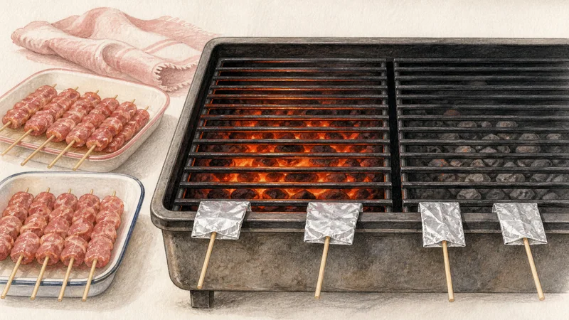 Thai Moo Ping, step 6: Create hot and cool grill zones.